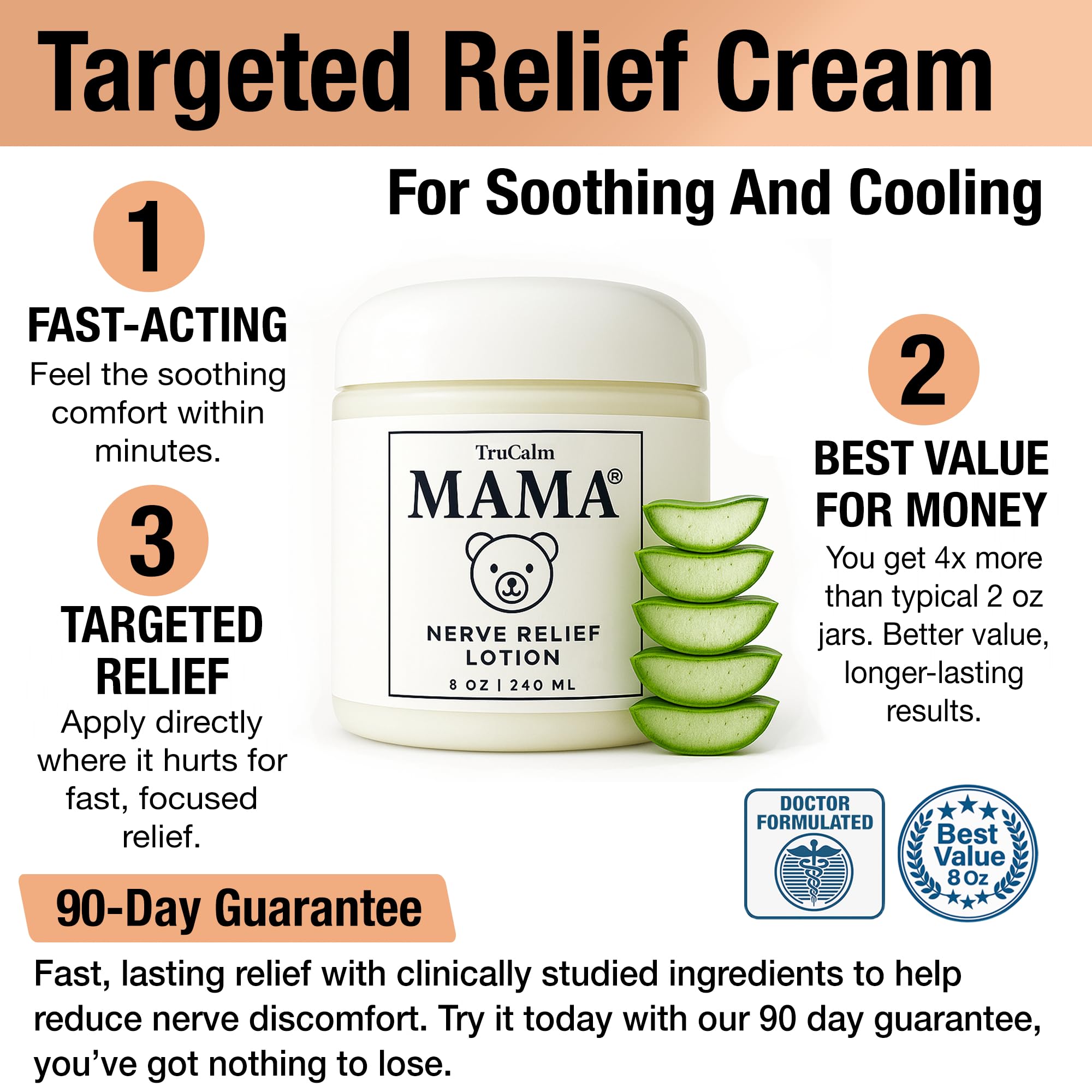 Mama Lotion – Neuropathy Nerve Relief Cream with Magnesium Chloride - Maximum Strength Comfort for Feet, Hands, Legs, Toes - Fast-Absorbing and Non-Greasy Formula for Food and Leg Comfort - 8 Oz - TrustMedUSA