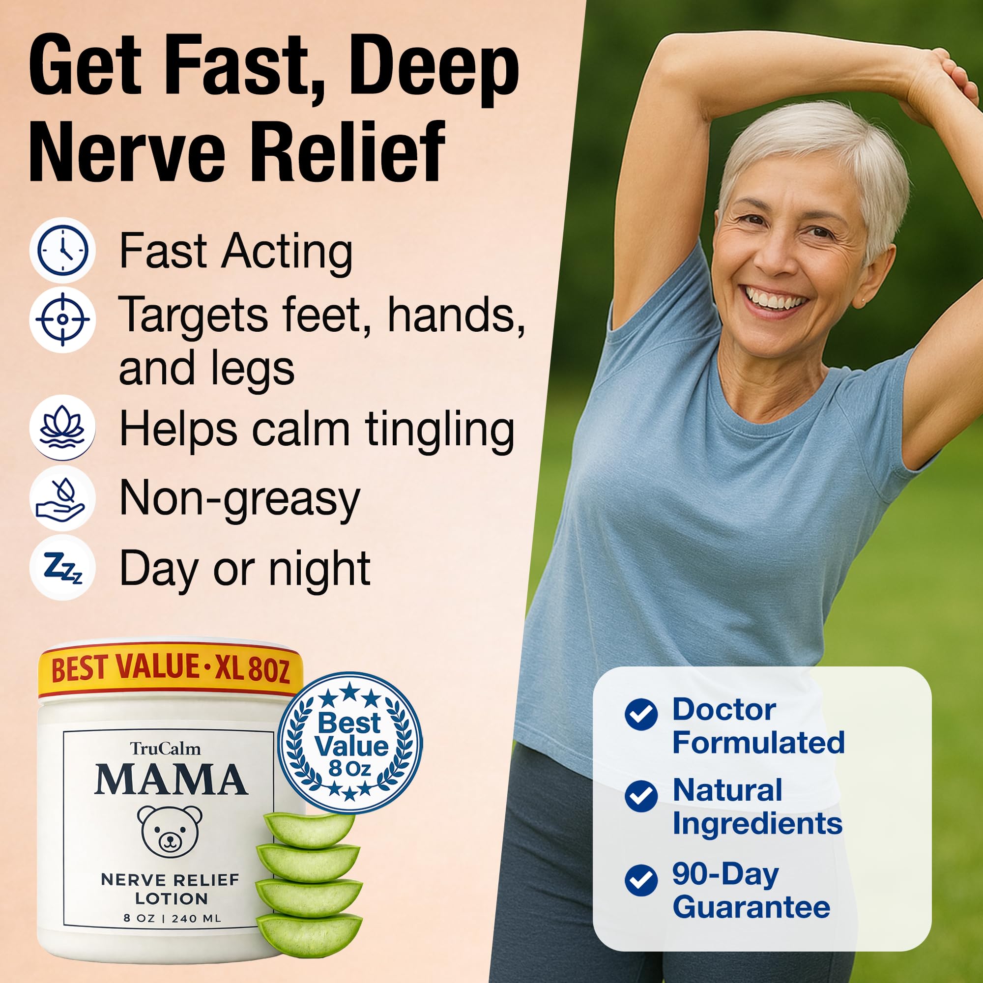 Mama Lotion – Neuropathy Nerve Relief Cream with Magnesium Chloride - Maximum Strength Comfort for Feet, Hands, Legs, Toes - Fast-Absorbing and Non-Greasy Formula for Food and Leg Comfort - 8 Oz - TrustMedUSA