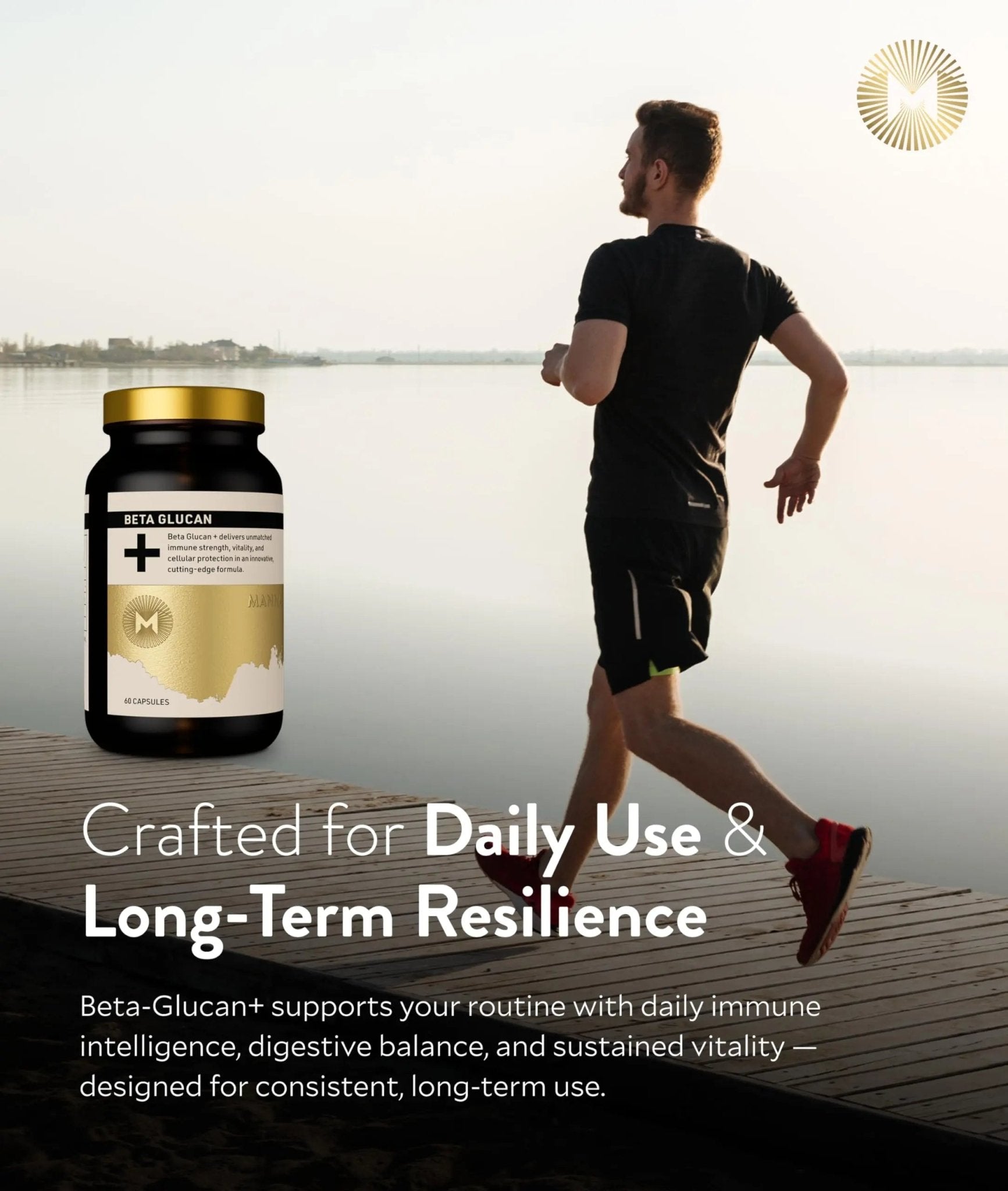 Manna Beta Glucan+ Capsules | 1000mg Beta Glucan Complex | Reishi Mushroom & Oats | Supplement for Immune Support, Heart Health, Cellular Renewal & Antioxidant Protection | 60 Count - TrustMedUSA