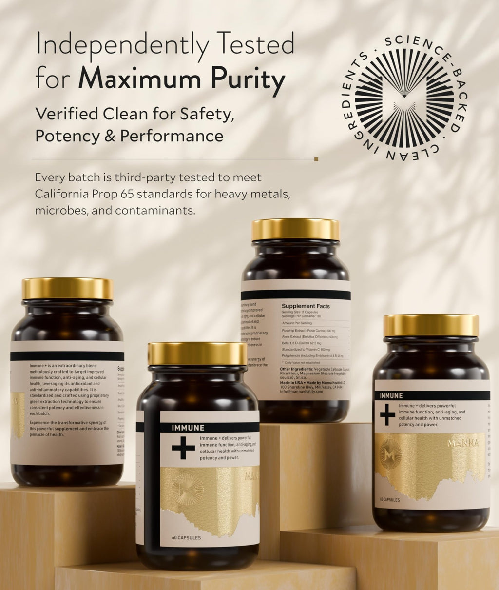 Manna Immune+ Capsules | 500mg Amla Extract & 500mg Rosehip Extract | Vitamin C Supplement for Immune Boost, Antioxidants, Heart Health, Digestion & Immune System Support | For Daily Use | 60 Count - TrustMedUSA