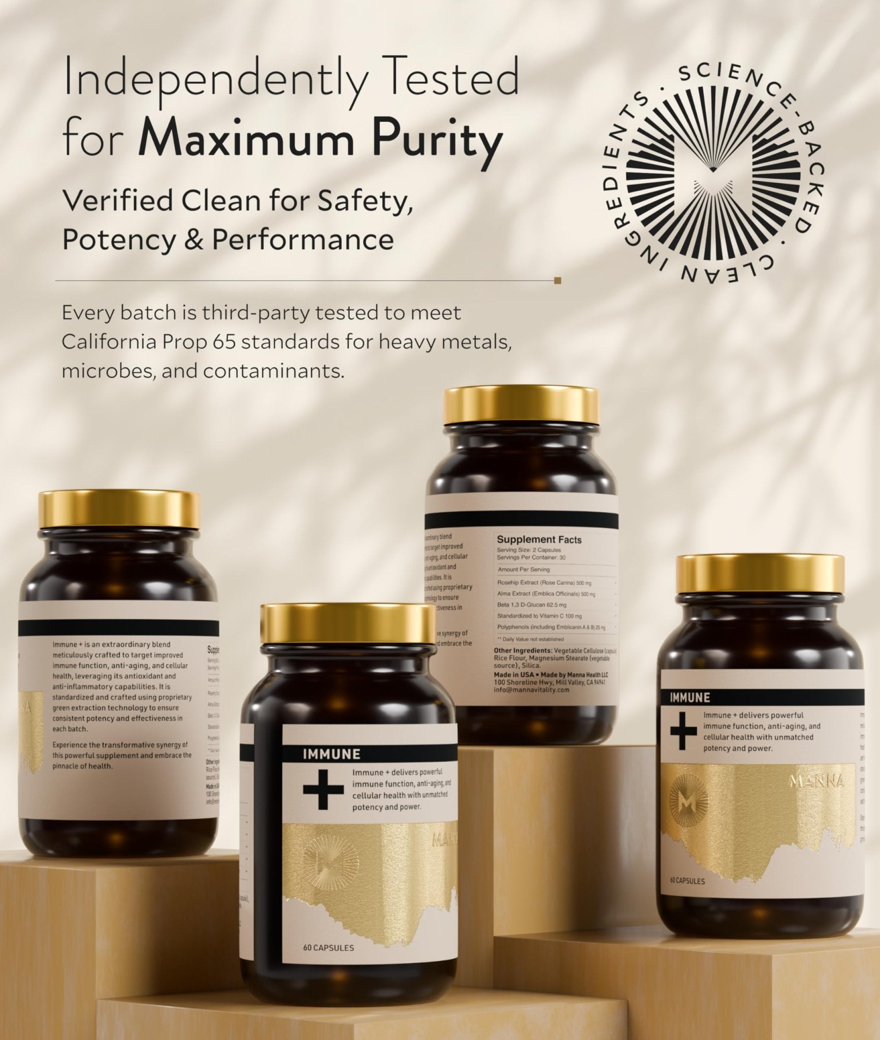 Manna Immune+ Capsules | 500mg Amla Extract & 500mg Rosehip Extract | Vitamin C Supplement for Immune Boost, Antioxidants, Heart Health, Digestion & Immune System Support | For Daily Use | 60 Count - TrustMedUSA