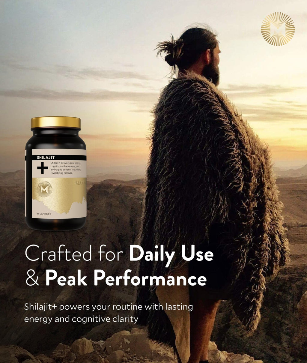 Manna Vitality Shilajit+ Capsules | 1000mg Purified Himalayan Shilajit Resin Supplement | Highest Bioavailability | Energy, Performance, Detox, Vitality, Mental Clarity & Cognitive Support | 60 Count - TrustMedUSA