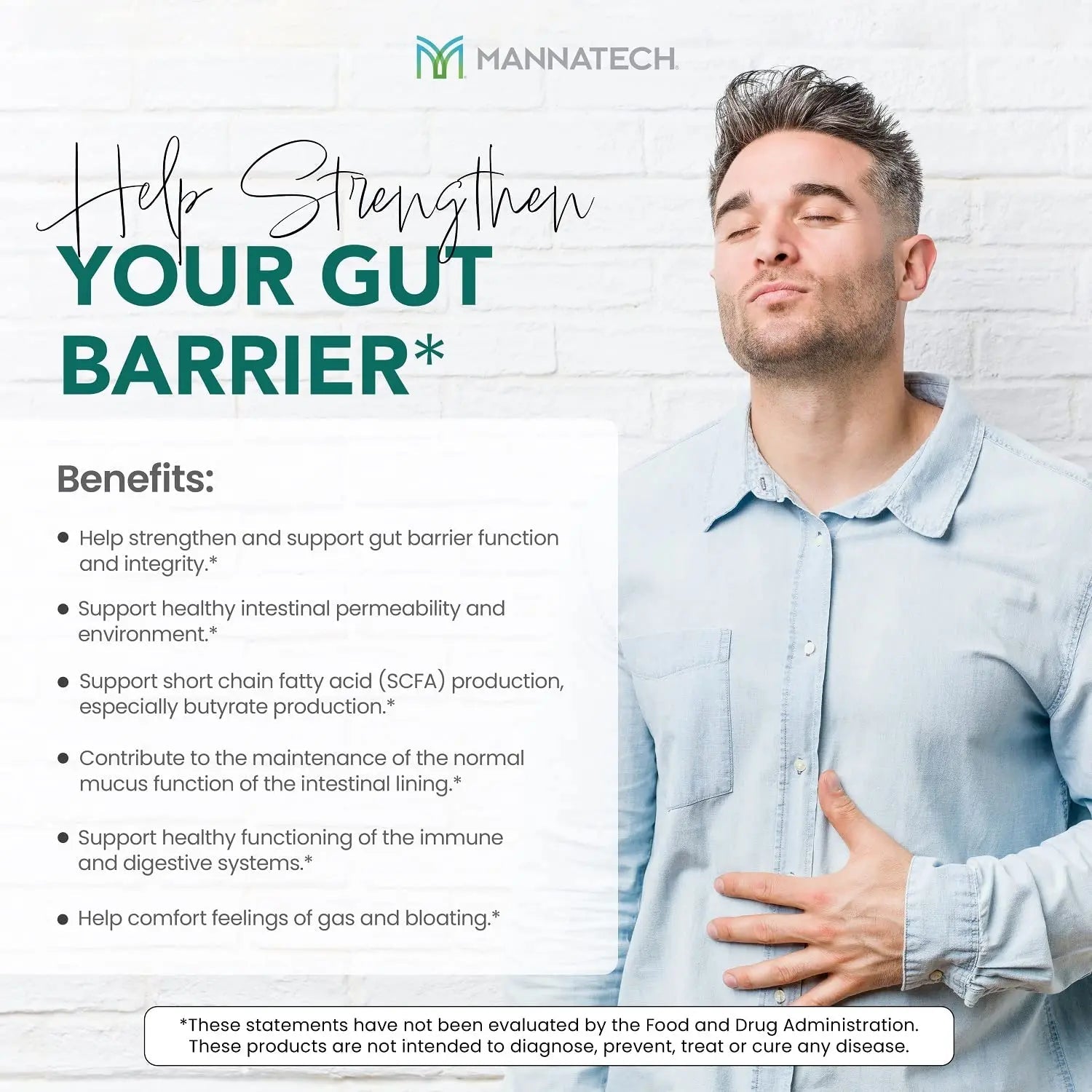 Mannatech Butyrate Supplement - Supports Gut Barrier Function, Intestinal Health, and Digestive Comfort - Promotes Short Chain Fatty Acid Production, Immune Support Supplement GI-Defense 60 Capsules - TrustMedUSA