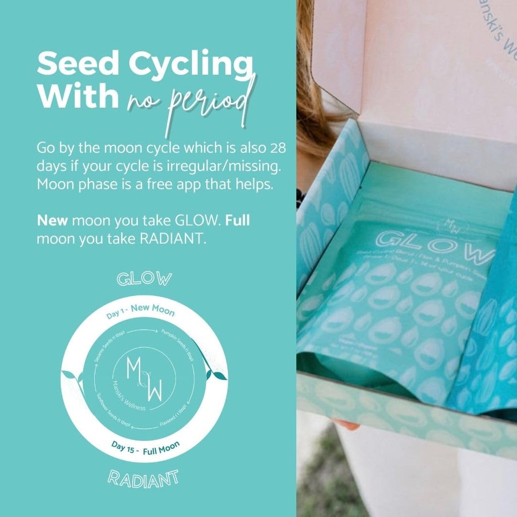 Manski's Wellness Glow & Radiant Seed Cycle Kit | PMS Support | Organic Seed Cycling | Natural Hormone Balance | Ease Cramps | Mitigate Cycle Symptoms | Vegan Supplement - TrustMedUSA
