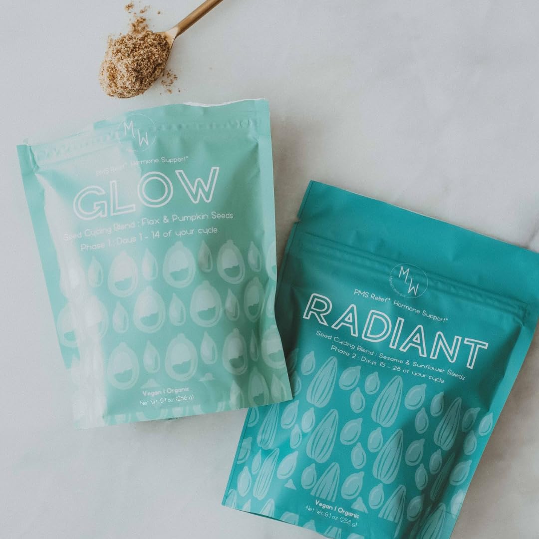 Manski's Wellness Glow & Radiant Seed Cycle Kit | PMS Support | Organic Seed Cycling | Natural Hormone Balance | Ease Cramps | Mitigate Cycle Symptoms | Vegan Supplement - TrustMedUSA