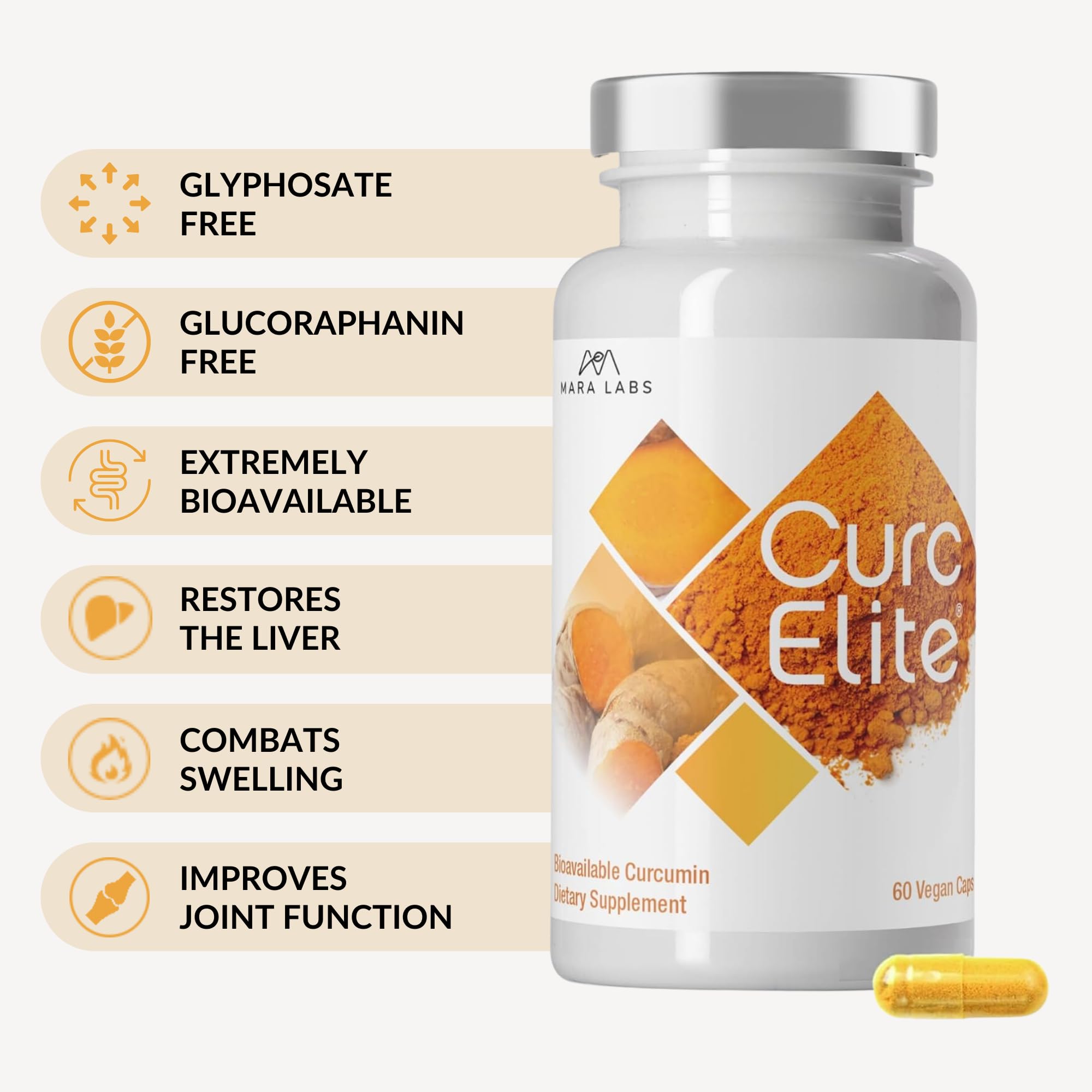 Mara Labs CurcElite Curcumin | Turmeric Extract 95% Curcuminoids | Vegan, No Fillers, and Non-GMO | 60 Vegan Capsules - TrustMedUSA