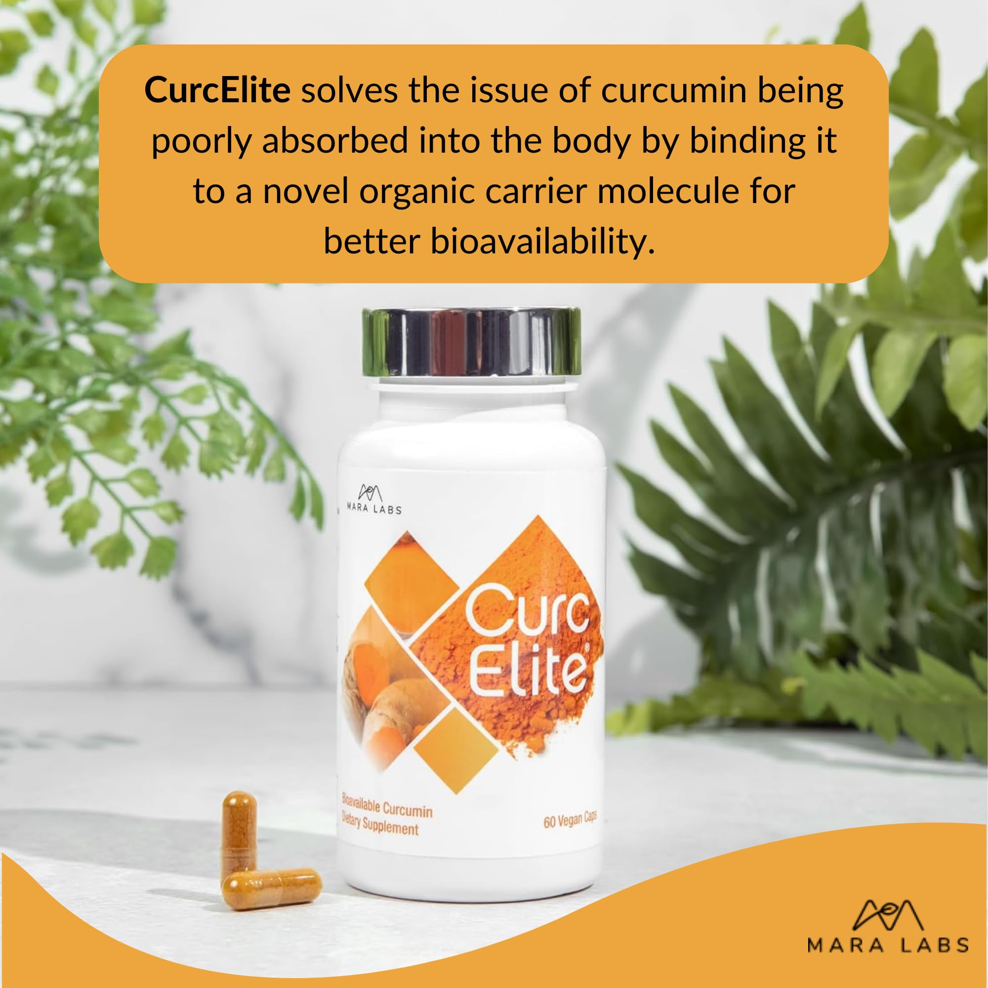 Mara Labs CurcElite Curcumin | Turmeric Extract 95% Curcuminoids | Vegan, No Fillers, and Non-GMO | 60 Vegan Capsules - TrustMedUSA