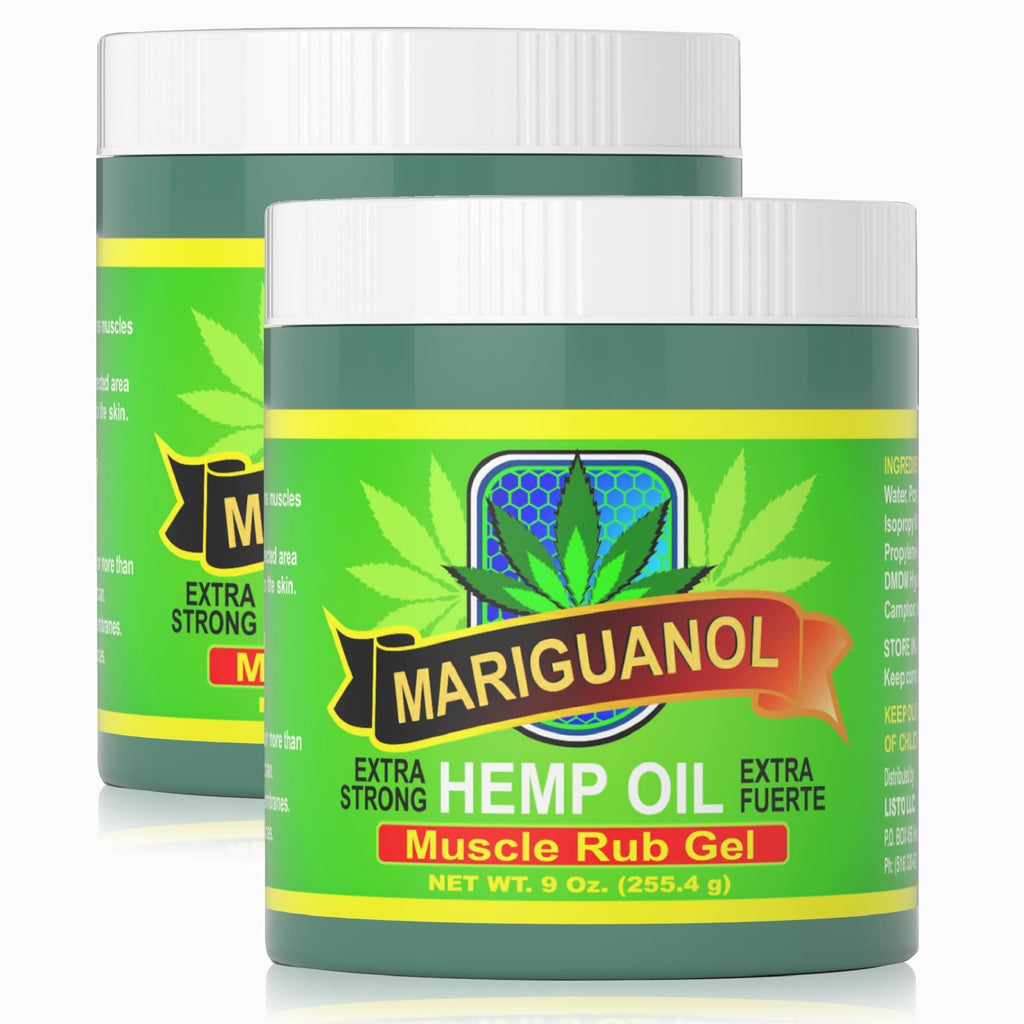 Mariguanol 9 Oz. Extra Strong Muscle Rub Gel with Hemp Oil, Menthol & Camphor – Cooling, Rapid-Absorbing Topical Gel for Active Lifestyles – Net Wt. 9 oz (255.4 g) [Pack of 2] - TrustMedUSA