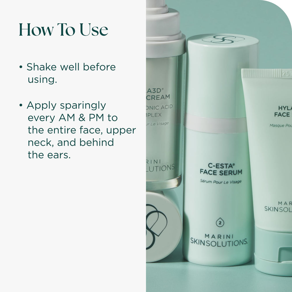 Marini SkinSolutions C-ESTA Face Serum - Lifts, Firms & Protects with Vitamin C, DMAE & Hyaluronic Acid - All Skin Types - Made in the USA - 1 fl oz - Maple Wellness Supplements