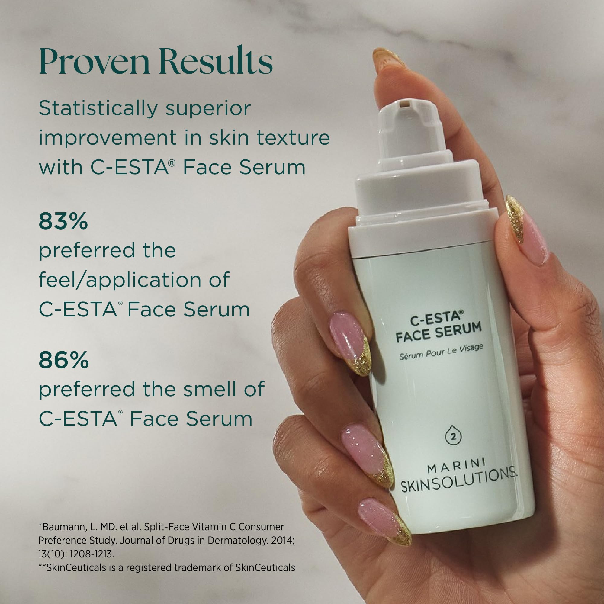 Marini SkinSolutions C-ESTA Face Serum - Lifts, Firms & Protects with Vitamin C, DMAE & Hyaluronic Acid - All Skin Types - Made in the USA - 1 fl oz - Maple Wellness Supplements