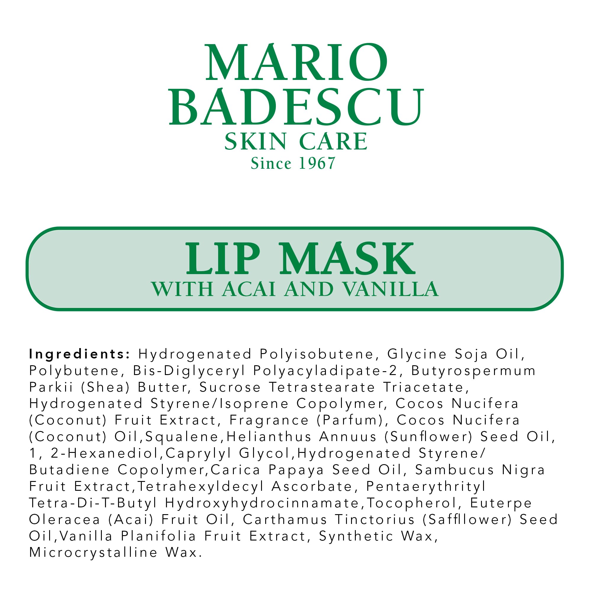 Mario Badescu Lip Mask with Acai and Vanilla for All Skin Types, Overnight Lip Treatment Enriched With Skin - TrustMedUSA