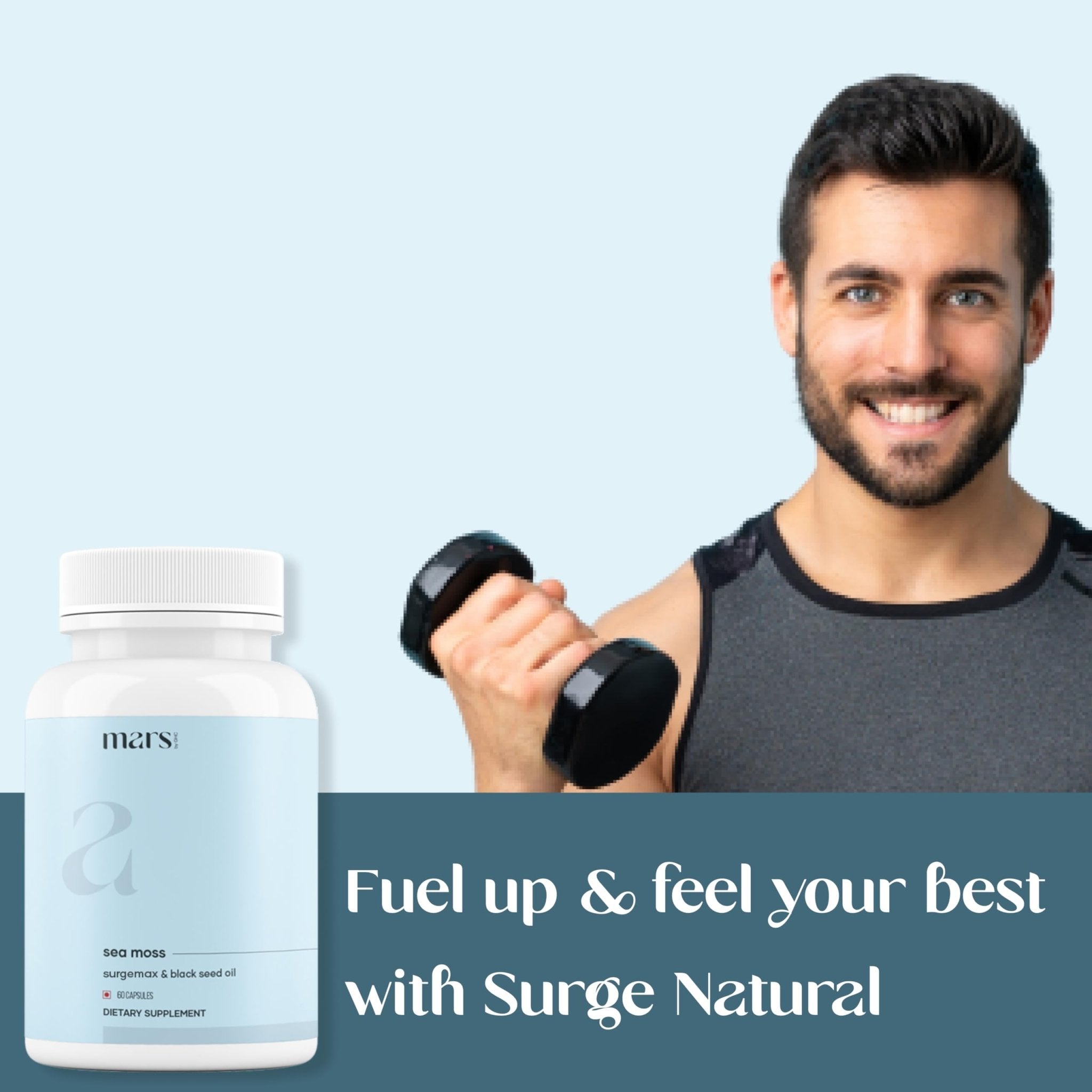 mars by GHC Mars Surge Natural Sea Moss Caps (60N) | Packed with 84 Minerals | Powered with Black Seed Oil | | Overall Well Being - Pack of 1 - TrustMedUSA