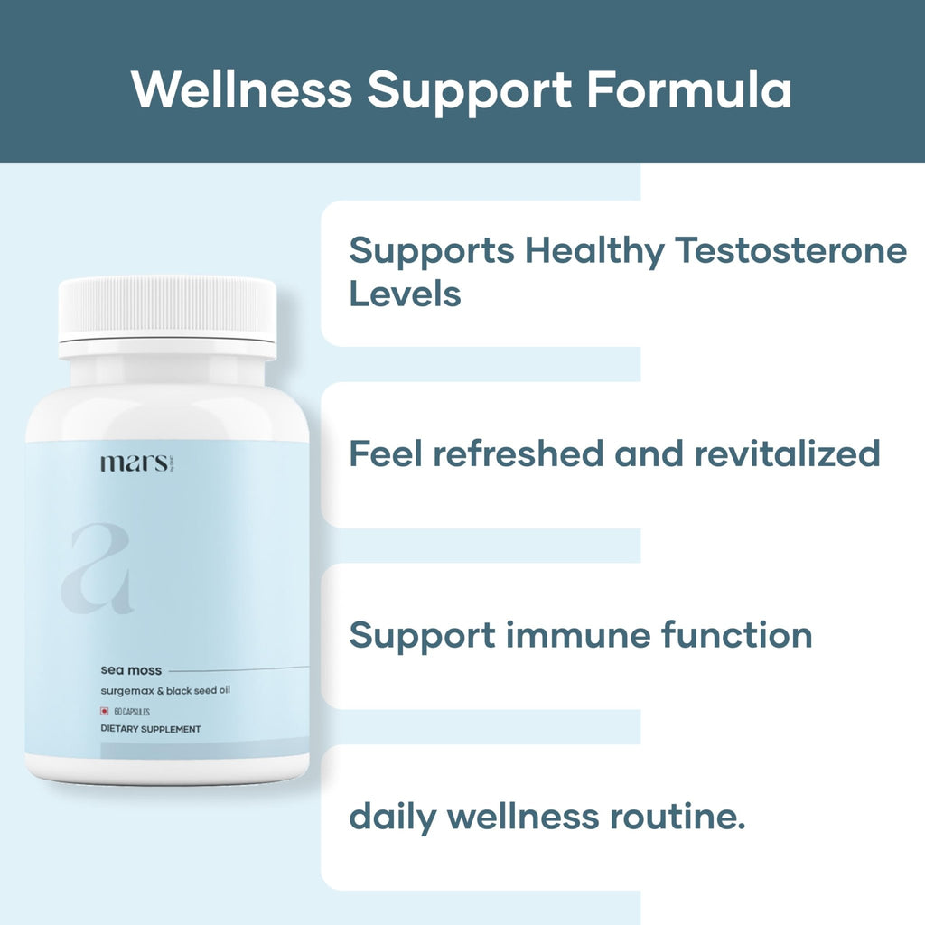mars by GHC Mars Surge Natural Sea Moss Caps (60N) | Packed with 84 Minerals | Powered with Black Seed Oil | | Overall Well Being - Pack of 1 - TrustMedUSA