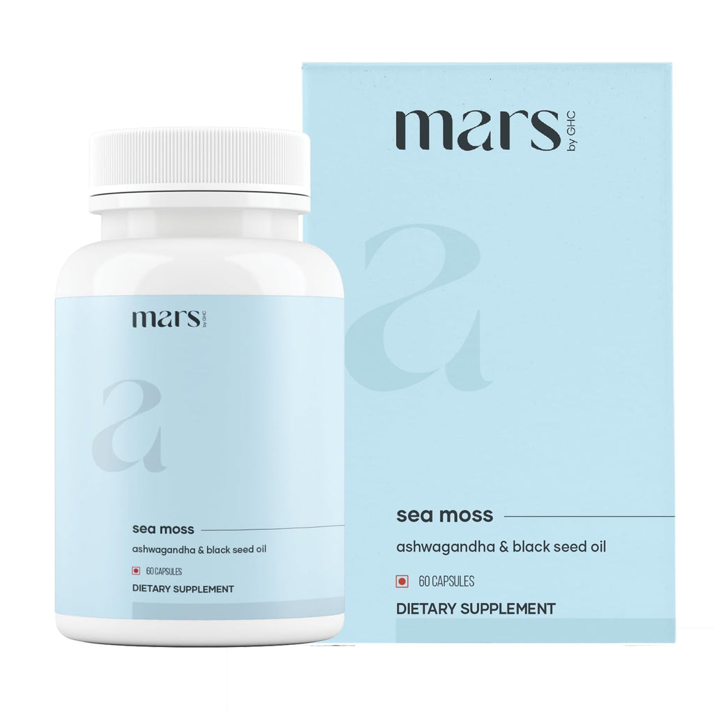 Mars Sea Moss Caps Surge Natural (60N) | Packed with 84 Essential Minerals | Powered with Black Seed Oil, Surgemax & Vitamin D3 | Overall Well-Being - Pack of 3 - TrustMedUSA