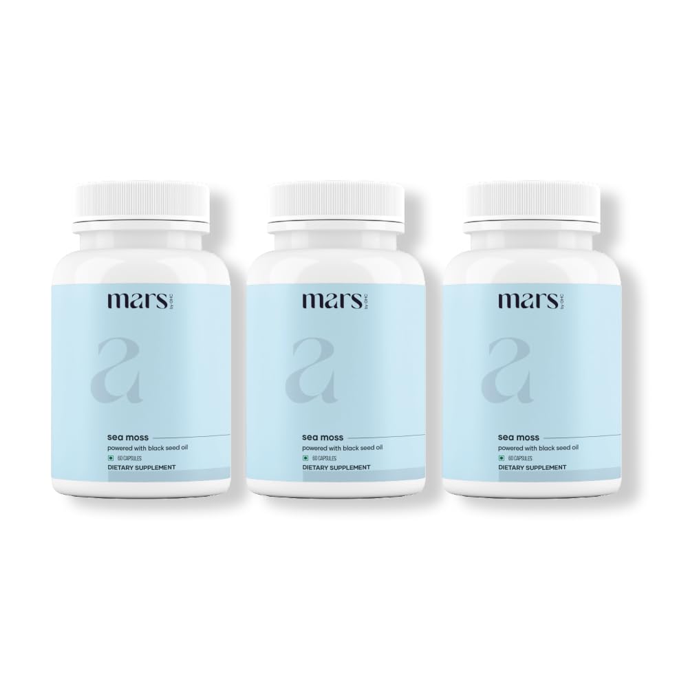 Mars Sea Moss Caps Surge Natural (60N) | Packed with 84 Essential Minerals | Powered with Black Seed Oil, Surgemax & Vitamin D3 | Overall Well-Being - Pack of 3 - TrustMedUSA