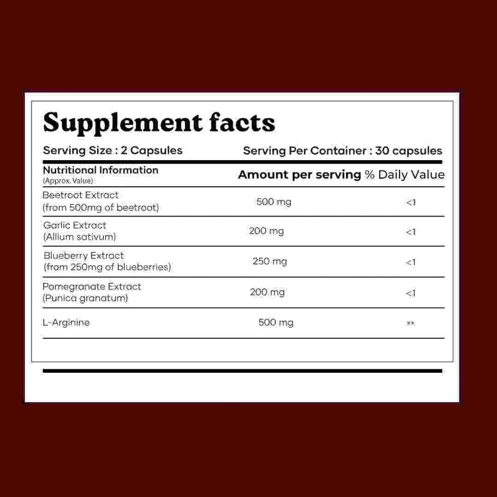 MarsbyGHC Natural Beetroot Capsules | with Garlic, Blueberry, Pomegranate & L-Arginine | Plant-Based Supplement | Pack of 1 - TrustMedUSA