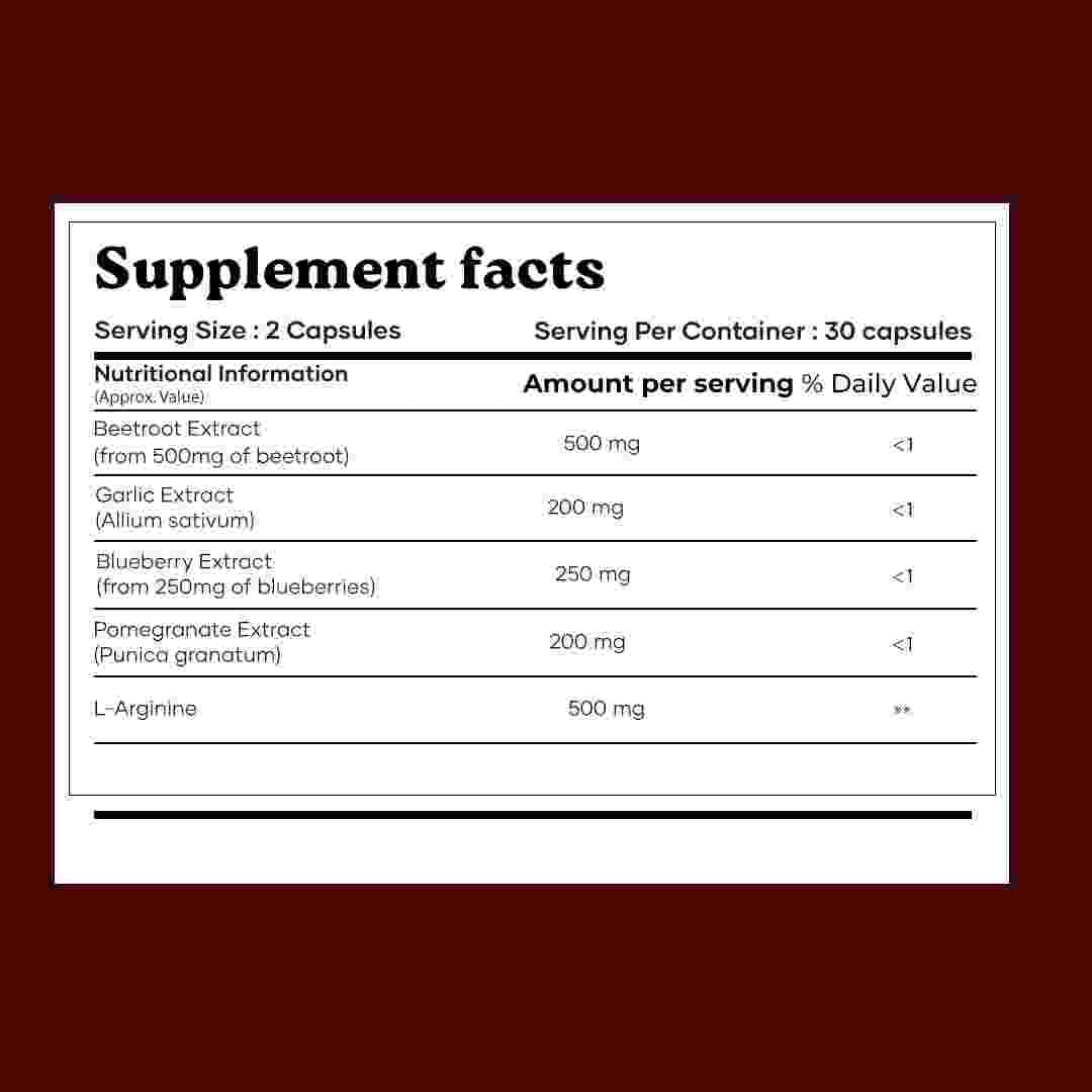 MarsbyGHC Natural Beetroot Capsules | with Garlic, Blueberry, Pomegranate & L-Arginine | Plant-Based Supplement | Pack of 1 - TrustMedUSA