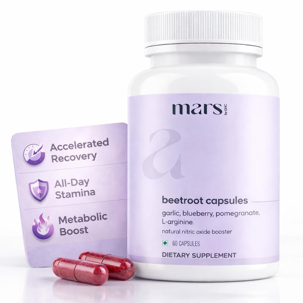 MarsbyGHC Natural Beetroot Capsules | with Garlic, Blueberry, Pomegranate & L-Arginine | Plant-Based Supplement | Pack of 1 - TrustMedUSA