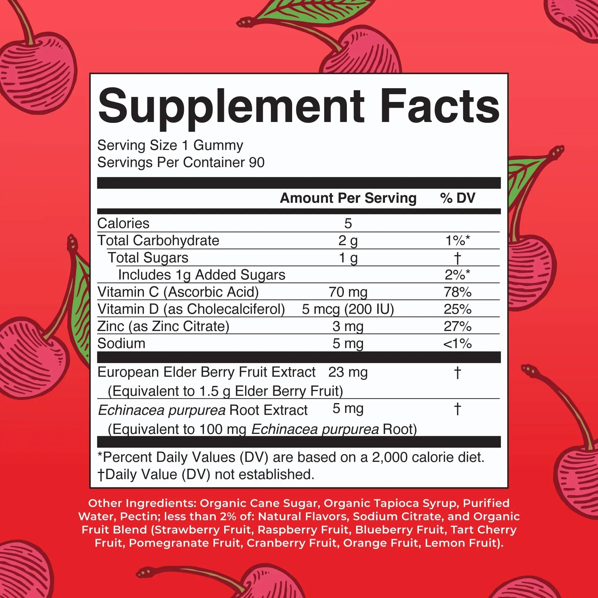 Mary Ruth's 5-1 Immunity Gummies with Elderberry for Kids & Adults | Cherry | Pectin Based | Vegan | 90 Count - TrustMedUSA