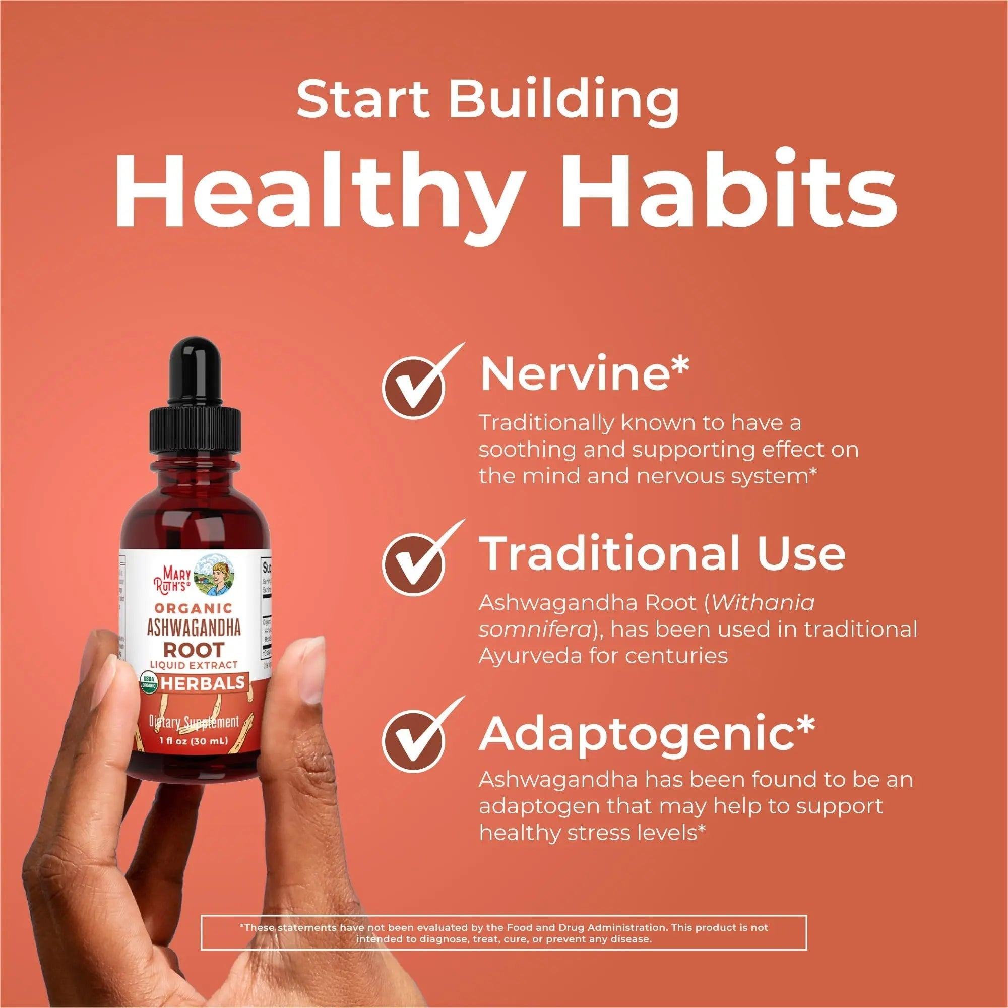 MaryRuth Organics Ashwagandha Root | USDA Organic Ashwagandha Liquid Drops | Stress Relief, Natural Calm, Relaxation and Mood Support Supplement | Adaptogenic | Nervine | Vegan | Non-GMO | 60 Servings - TrustMedUSA