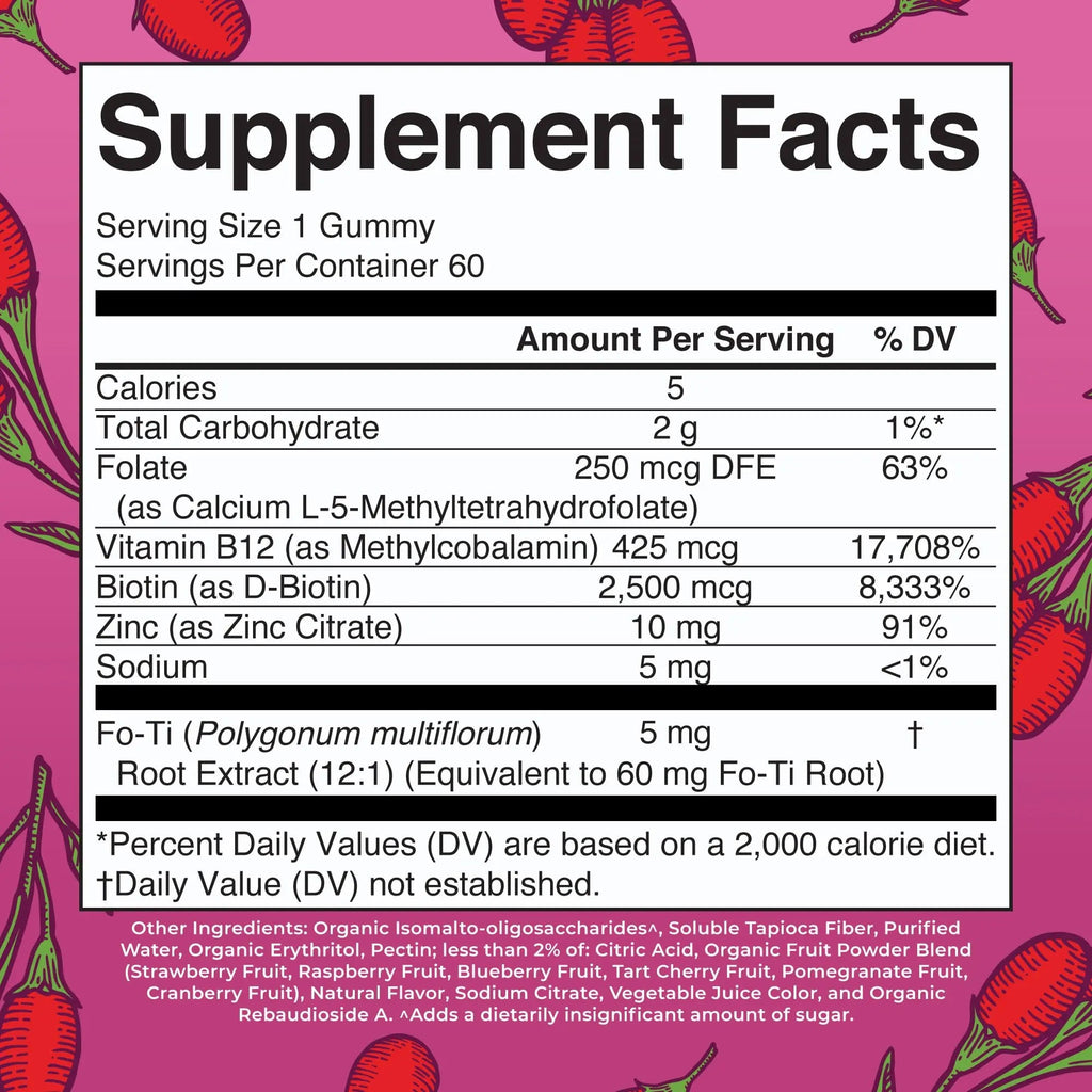 MaryRuth Organics Biotin Gummies | Sugar Free | Vegan | Non-GMO | 2,500 mcg Biotin Supplement | Hair Skin and Nails Vitamins | Hair Growth Vitamins | Hair Growth Supplement | 60 Count - TrustMedUSA