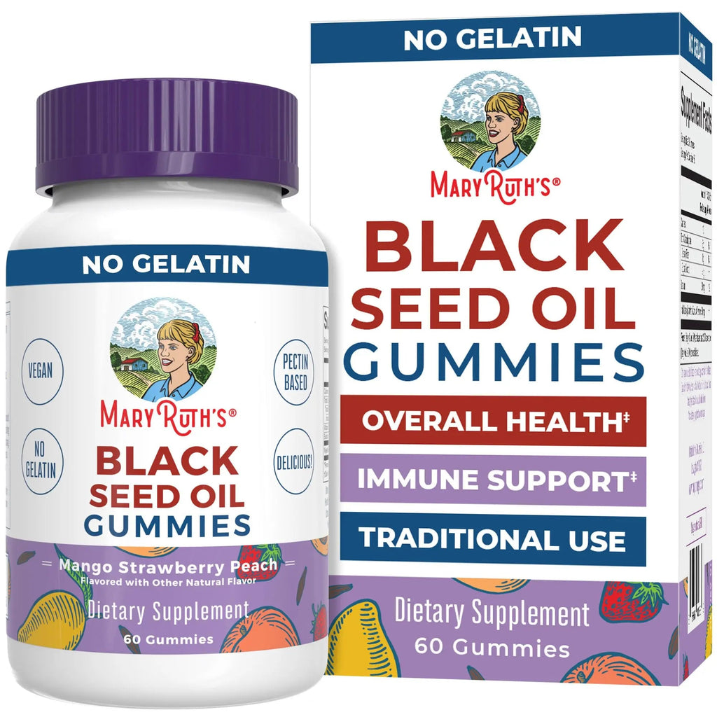 MaryRuth Organics Black Seed Oil Gummies | Black Cumin Seed Oil Supplement | Traditionally Used for Immune Support & Cardiovascular Health | Vegan | No Gelatin | Pectin Based | 60 Gummies - TrustMedUSA