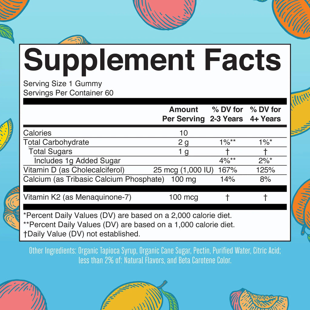 MaryRuth Organics Calcium with Vitamin D & Vitamin K2, 2 Month Supply, Calcium Supplement Supports Bone Health & Joint Support, with Vitamins D3 K2 Gummies, Vegan, Non-GMO, Gluten Free, 60 Count - TrustMedUSA