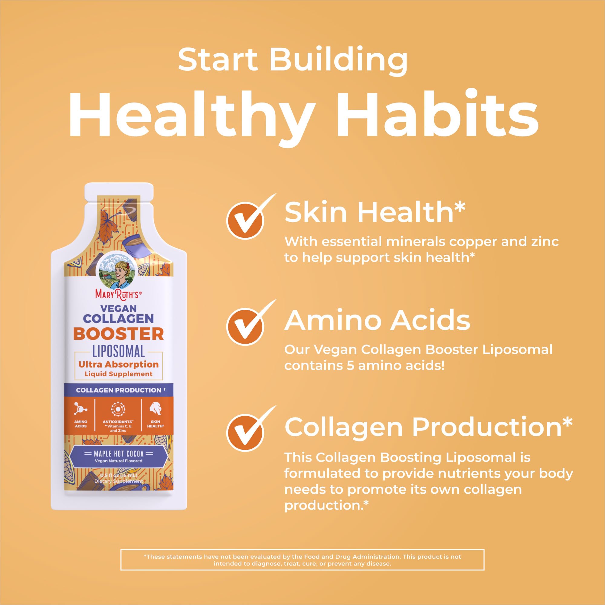 MaryRuth Organics Collagen Booster Liposomal | Sugar Free | Liquid Collagen Booster with VIT C, E, Zinc,Copper&Silica | Skin Care&Joint Support Supplement | Vegan | Non-GMO | Gluten Free | 14 Serving - Maple Wellness Supplements