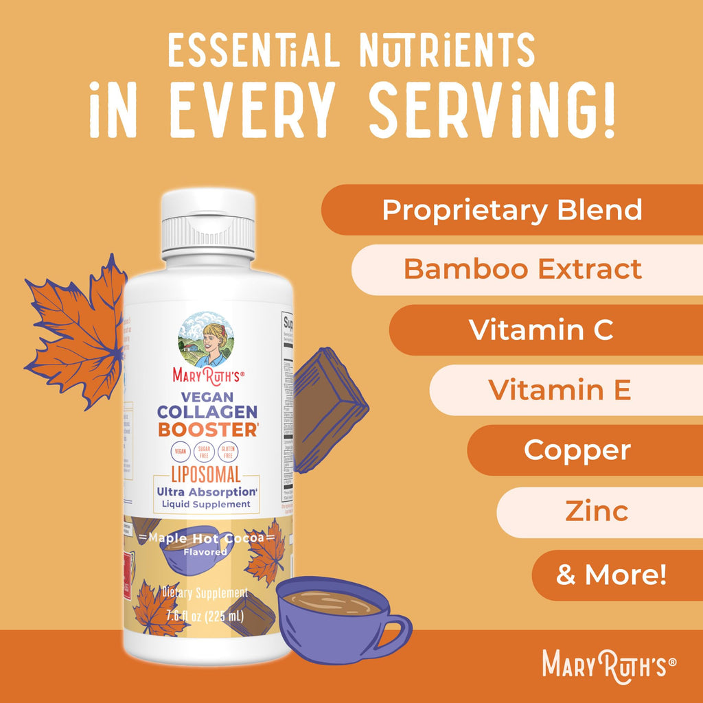 MaryRuth Organics Collagen Booster Liposomal, Sugar Free, Liquid Collagen Booster with Vitamin C, Vitamin E, Zinc, Copper & Silica, Skin Care & Joint Support Supplement, Vegan, Non-GMO, 7.6 Fl Oz - Maple Wellness Supplements