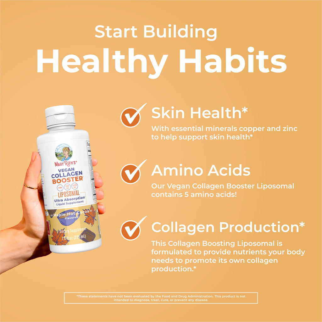 MaryRuth Organics Collagen Booster Liposomal, Sugar Free, Liquid Collagen Booster with Vitamin C, Vitamin E, Zinc, Copper & Silica, Skin Care & Joint Support Supplement, Vegan, Non-GMO, 7.6 Fl Oz - Maple Wellness Supplements