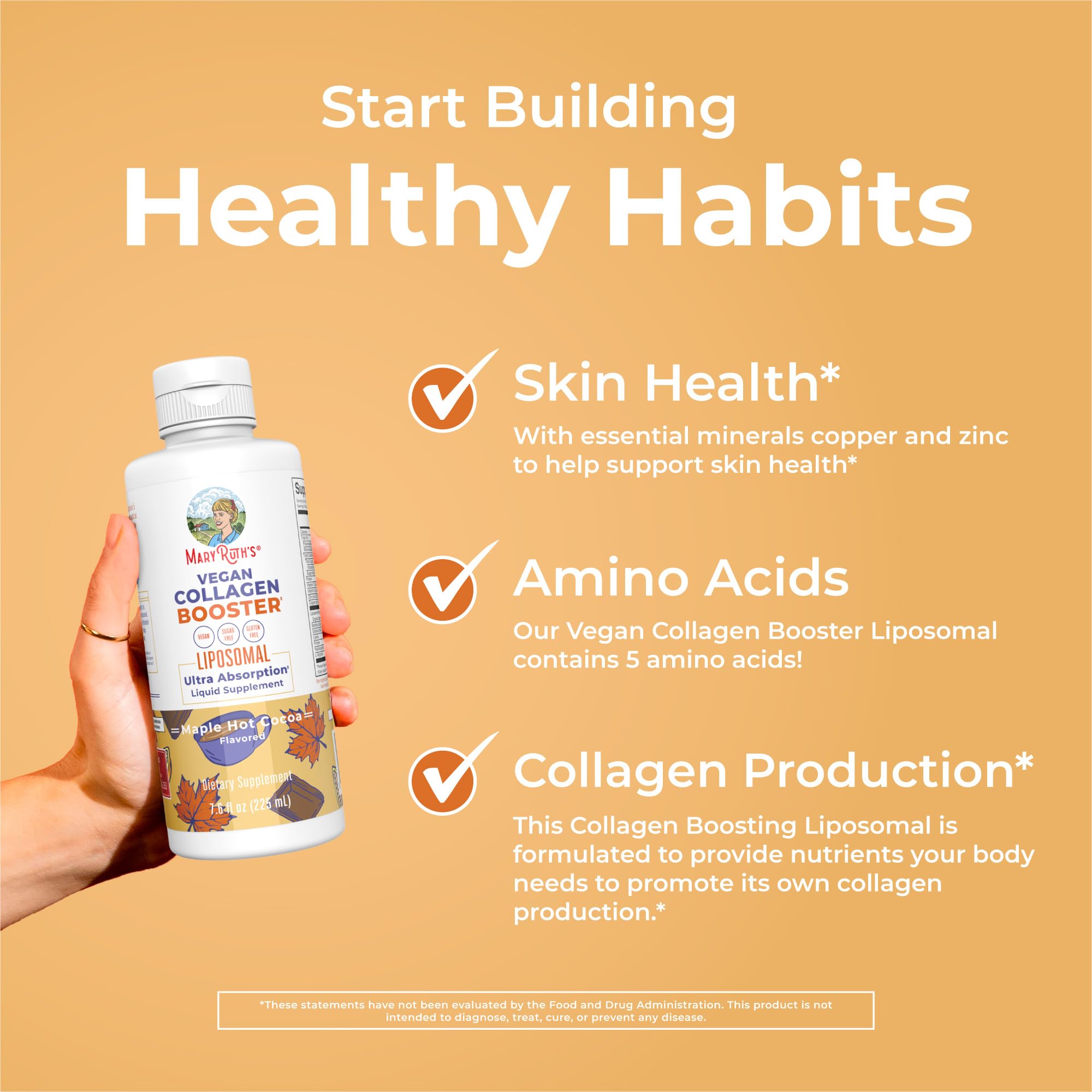 MaryRuth Organics Collagen Booster Liposomal, Sugar Free, Liquid Collagen Booster with Vitamin C, Vitamin E, Zinc, Copper & Silica, Skin Care & Joint Support Supplement, Vegan, Non-GMO, 7.6 Fl Oz - Maple Wellness Supplements
