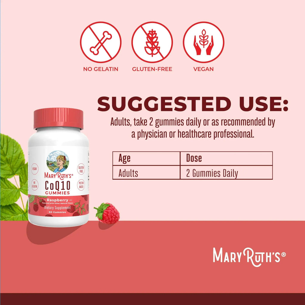 MaryRuth Organics CoQ10 Gummies | Coenzyme Q10 | Gummy Supplements for Heart Health & Cellular Health | Antioxidant | CoQ10 120 mg | Vegan | Non-GMO | Gluten Free | 60 Count | 1 Month Supply - TrustMedUSA
