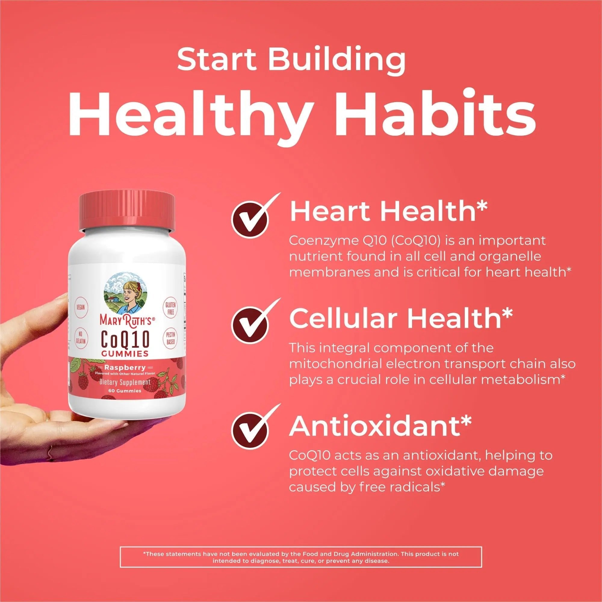 MaryRuth Organics CoQ10 Gummies | Coenzyme Q10 | Gummy Supplements for Heart Health & Cellular Health | Antioxidant | CoQ10 120 mg | Vegan | Non-GMO | Gluten Free | 60 Count | 1 Month Supply - TrustMedUSA