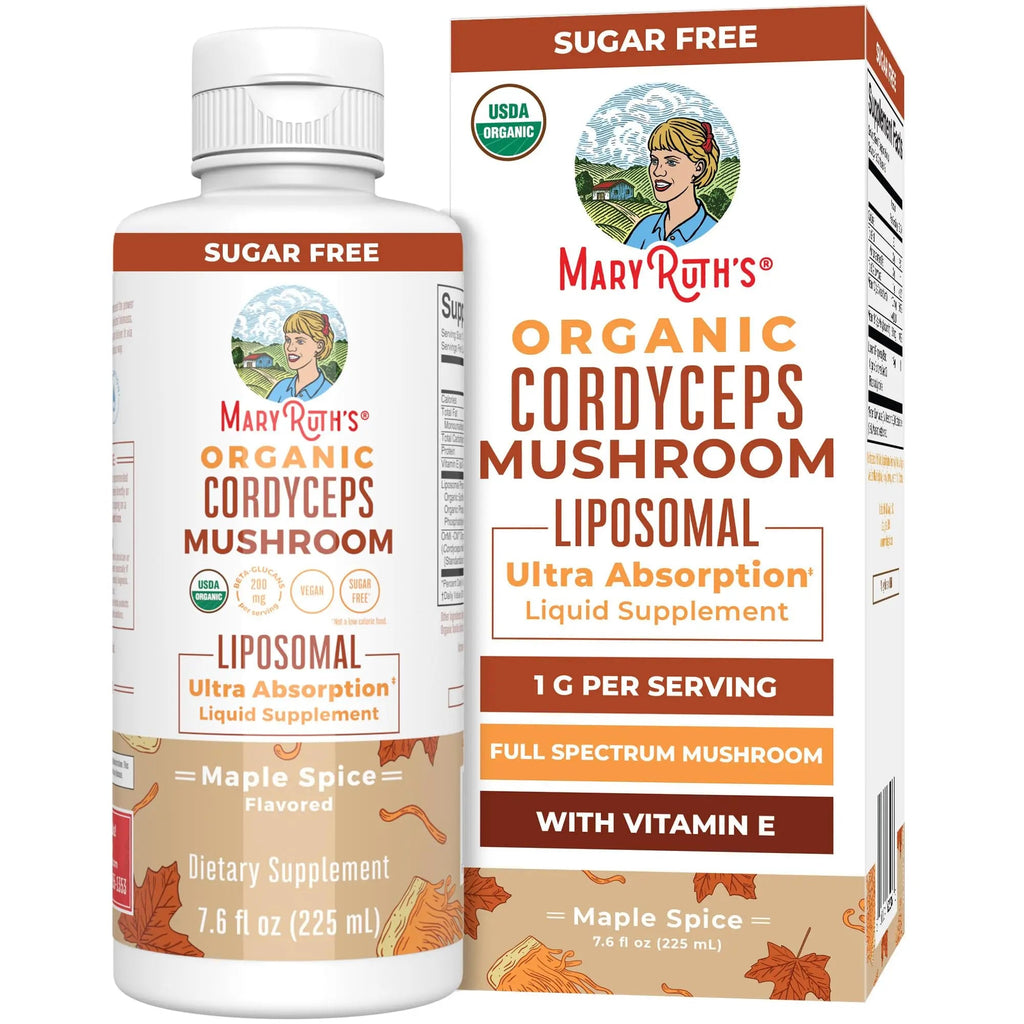 MaryRuth Organics Cordyceps Mushroom Supplement | Ultra Absorption Liposomal | Full Spectrum Mushroom | 200mg Beta-Glucans Per Serving | USDA Organic | Vegan | 7.6 oz | 15 Servings - TrustMedUSA