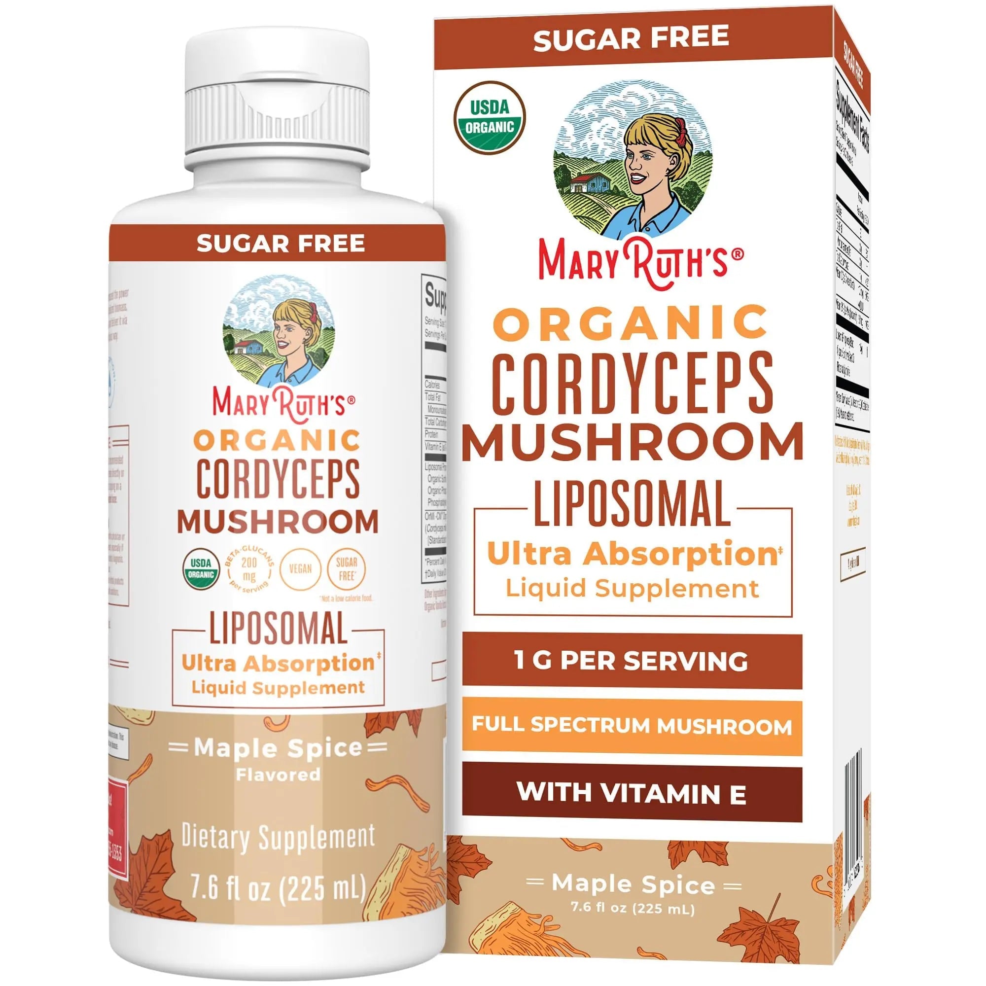 MaryRuth Organics Cordyceps Mushroom Supplement | Ultra Absorption Liposomal | Full Spectrum Mushroom | 200mg Beta-Glucans Per Serving | USDA Organic | Vegan | 7.6 oz | 15 Servings - TrustMedUSA