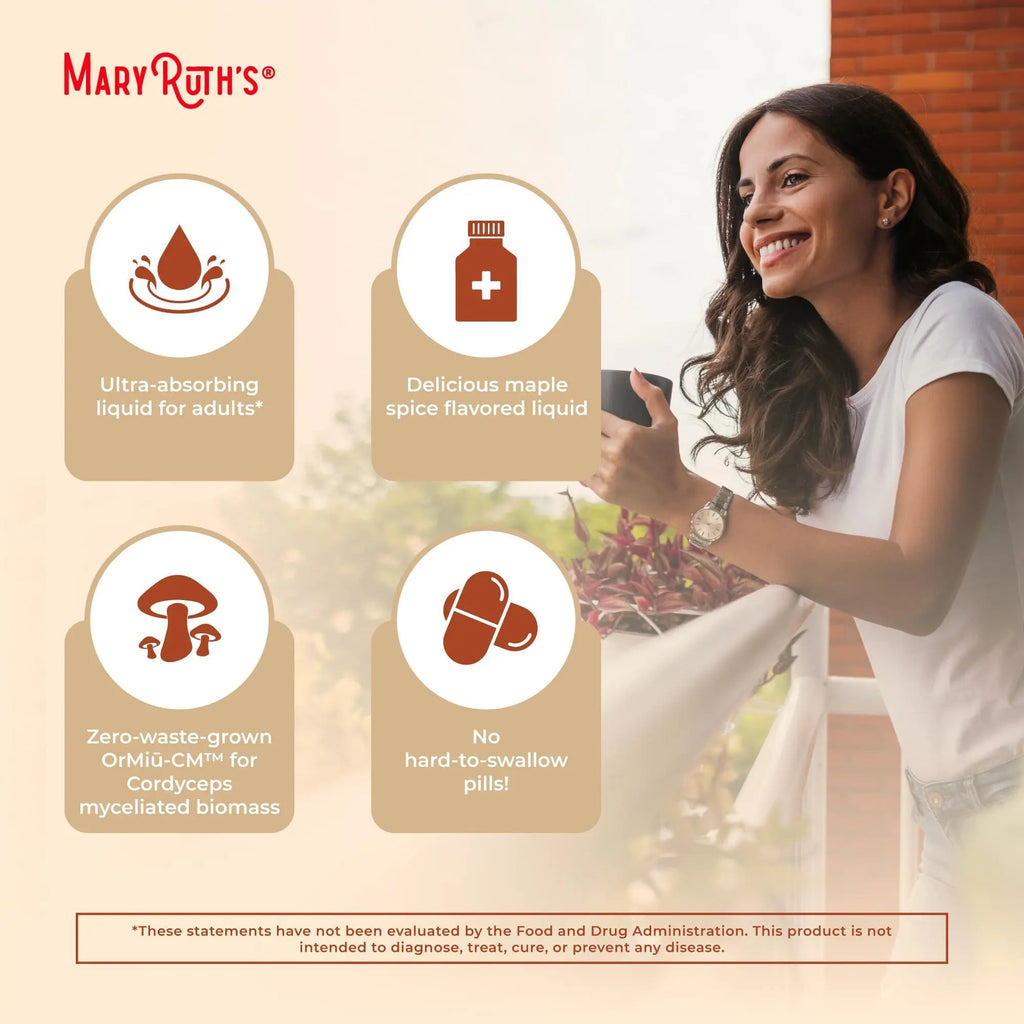 MaryRuth Organics Cordyceps Mushroom Supplement | Ultra Absorption Liposomal | Full Spectrum Mushroom | 200mg Beta-Glucans Per Serving | USDA Organic | Vegan | 7.6 oz | 15 Servings - TrustMedUSA