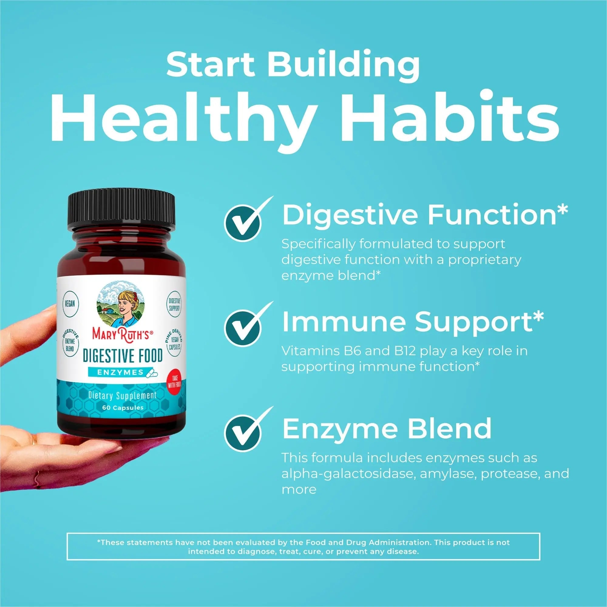 MaryRuth Organics Digestive Enzymes | Up to 2 Month Supply | Vegan Digestive Health Aid and Gut Health Enzyme Complex | Over 12 Enzymes | Vitamins B6 & B12 - TrustMedUSA