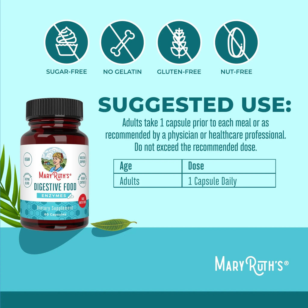 MaryRuth Organics Digestive Enzymes | Up to 2 Month Supply | Vegan Digestive Health Aid and Gut Health Enzyme Complex | Over 12 Enzymes | Vitamins B6 & B12 - TrustMedUSA