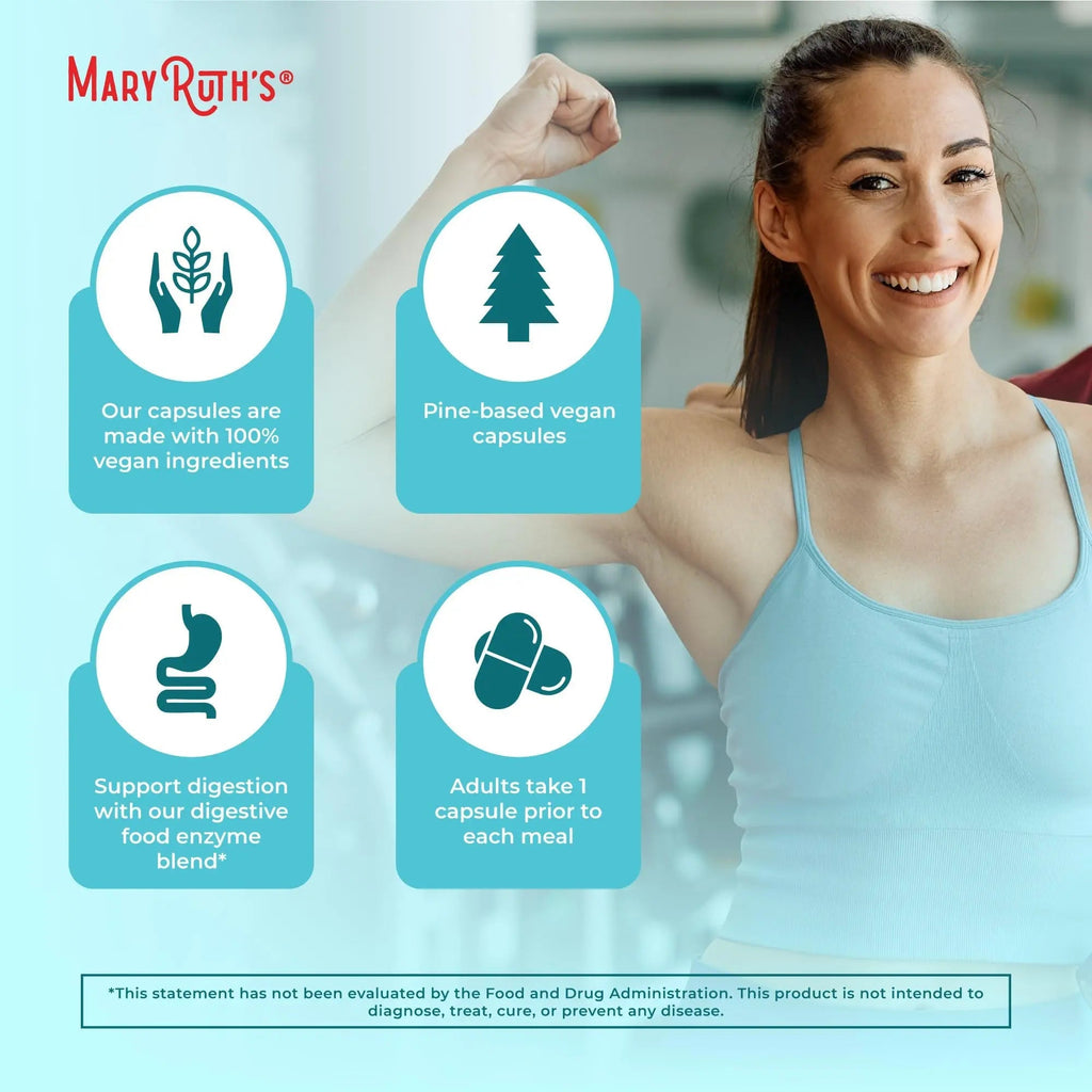 MaryRuth Organics Digestive Enzymes | Up to 2 Month Supply | Vegan Digestive Health Aid and Gut Health Enzyme Complex | Over 12 Enzymes | Vitamins B6 & B12 - TrustMedUSA