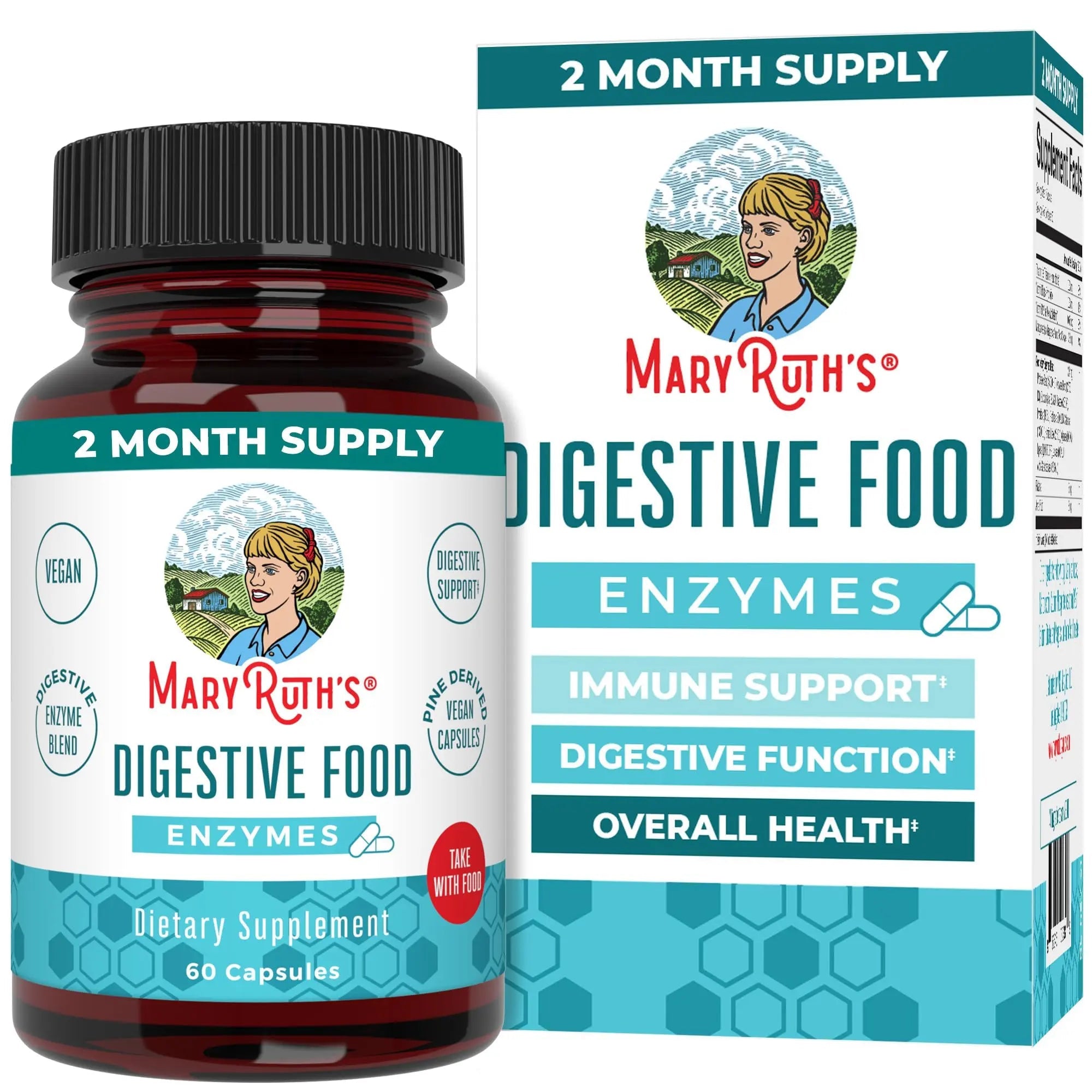 MaryRuth Organics Digestive Enzymes | Up to 2 Month Supply | Vegan Digestive Health Aid and Gut Health Enzyme Complex | Over 12 Enzymes | Vitamins B6 & B12 - TrustMedUSA