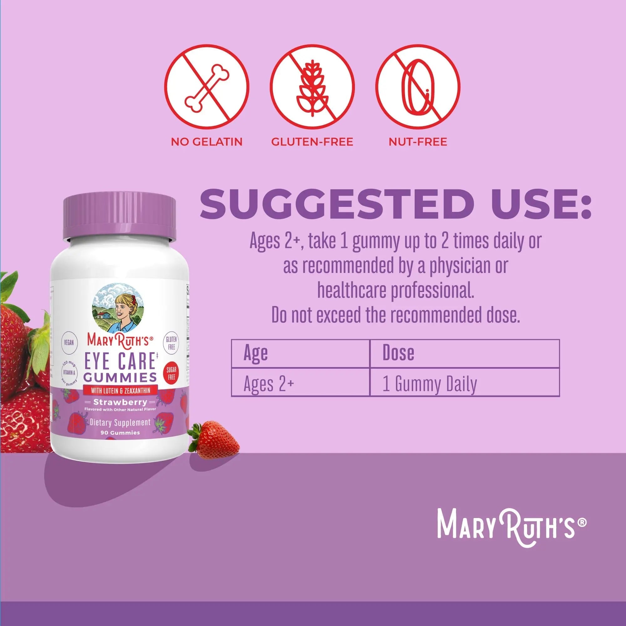 MaryRuth Organics Eye Care Gummies | Eye Health Vitamins for Adults and Kids | Lutein and Zeaxanthin Supplements | for Eyes | Vegan | Non-GMO | Gluten Free | 90 Count - TrustMedUSA