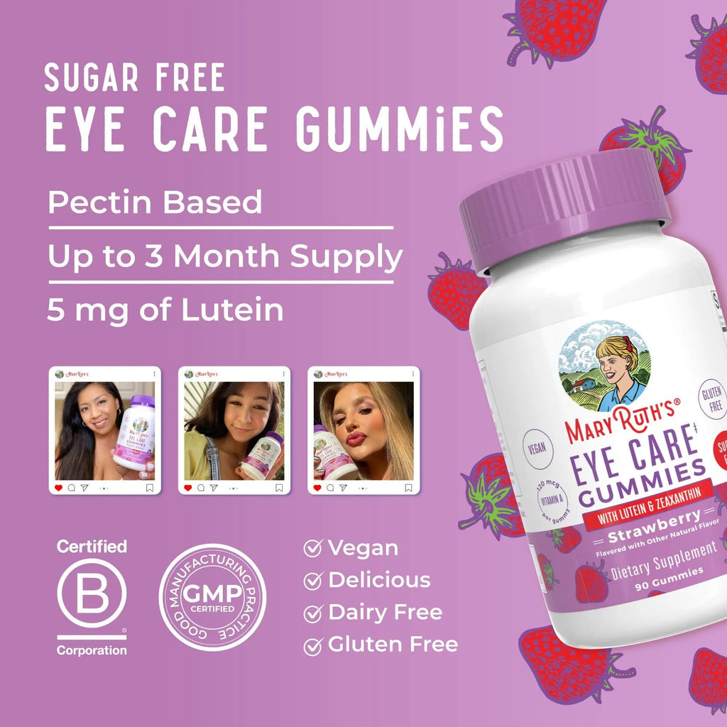 MaryRuth Organics Eye Care Gummies | Eye Health Vitamins for Adults and Kids | Lutein and Zeaxanthin Supplements | for Eyes | Vegan | Non-GMO | Gluten Free | 90 Count - TrustMedUSA