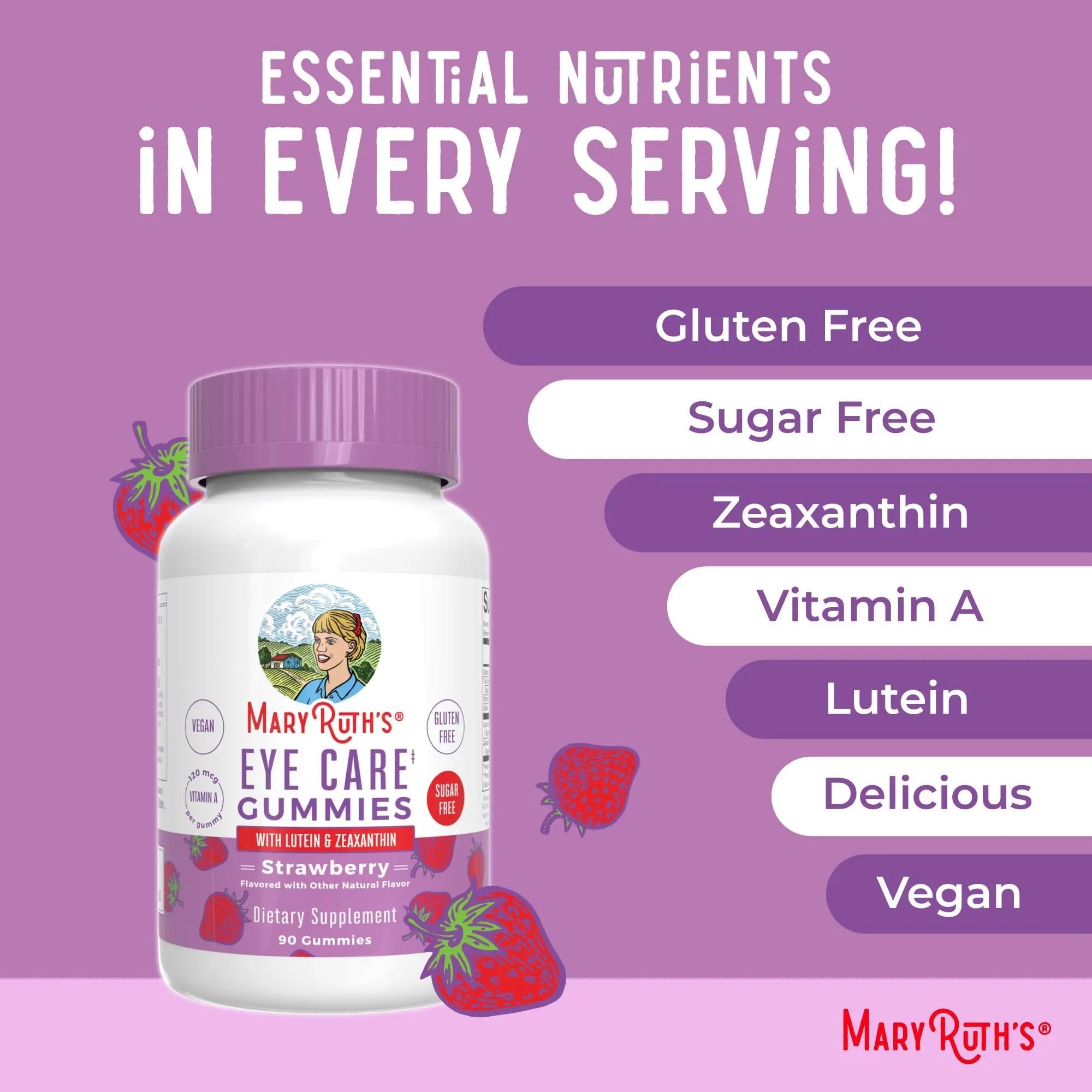 MaryRuth Organics Eye Care Gummies | Eye Health Vitamins for Adults and Kids | Lutein and Zeaxanthin Supplements | for Eyes | Vegan | Non-GMO | Gluten Free | 90 Count - TrustMedUSA