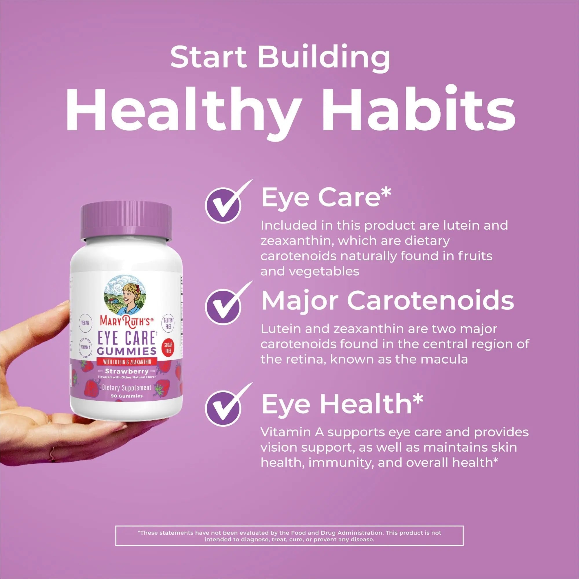 MaryRuth Organics Eye Care Gummies | Eye Health Vitamins for Adults and Kids | Lutein and Zeaxanthin Supplements | for Eyes | Vegan | Non-GMO | Gluten Free | 90 Count - TrustMedUSA