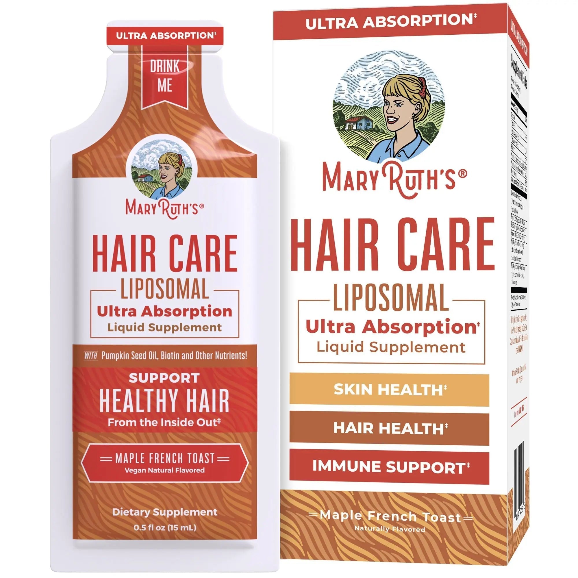 MaryRuth Organics Hair Growth Vitamins, Sugar & Gluten Free, Liquid Hair Vitamins with Vitamin D3, Vitamin E Biotin Hyaluronic Acid, Selenium for Hair & Skin Care Vegan, Non-GMO, 14-0.5 Fl Oz Pouches - TrustMedUSA