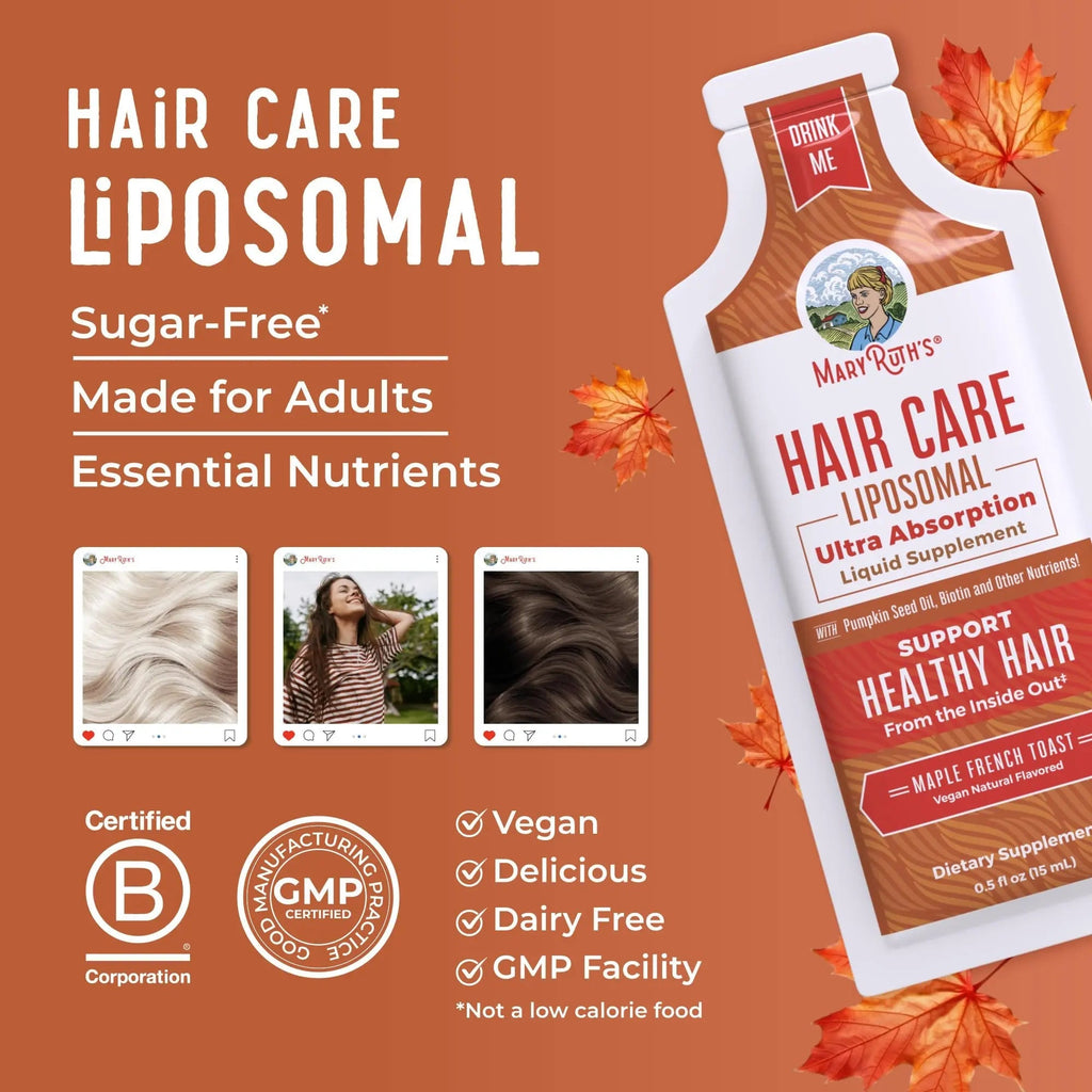 MaryRuth Organics Hair Growth Vitamins, Sugar & Gluten Free, Liquid Hair Vitamins with Vitamin D3, Vitamin E Biotin Hyaluronic Acid, Selenium for Hair & Skin Care Vegan, Non-GMO, 14-0.5 Fl Oz Pouches - TrustMedUSA