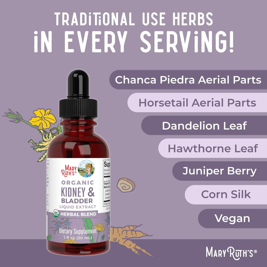 MaryRuth Organics Herbal Supplement Drops | Support Renal & Urinary Systems | Juniper Berry | Cleavers | Dandelion | Hawthorn | Horsetail & Chanca Piedra | Vegan | Non-GMO | 1 Fl Oz - TrustMedUSA