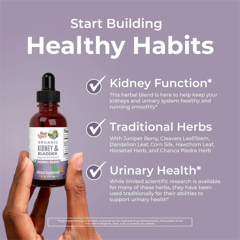 MaryRuth Organics Herbal Supplement Drops | Support Renal & Urinary Systems | Juniper Berry | Cleavers | Dandelion | Hawthorn | Horsetail & Chanca Piedra | Vegan | Non-GMO | 1 Fl Oz - TrustMedUSA