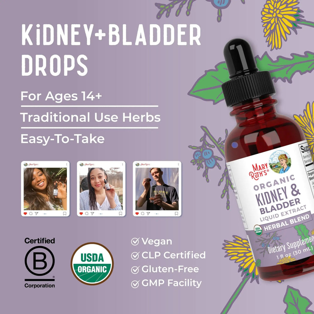 MaryRuth Organics Herbal Supplement Drops | Support Renal & Urinary Systems | Juniper Berry | Cleavers | Dandelion | Hawthorn | Horsetail & Chanca Piedra | Vegan | Non-GMO | 1 Fl Oz - TrustMedUSA