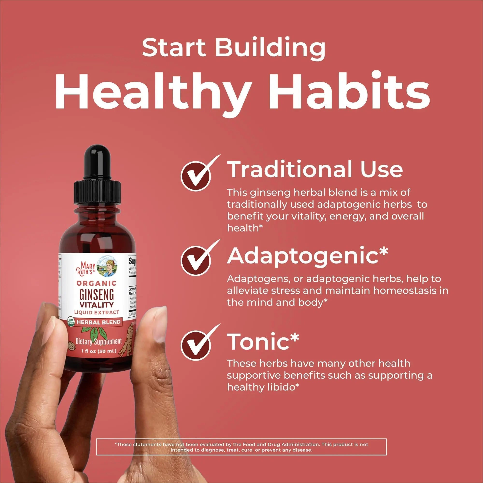 MaryRuth Organics Herbal Supplement for Brain Function | Boost Energy | Memory | Vitality USDA | Ginseng with Ashwagandha | Eleuthero and Maca Root Extract | 1 Fl Oz - TrustMedUSA